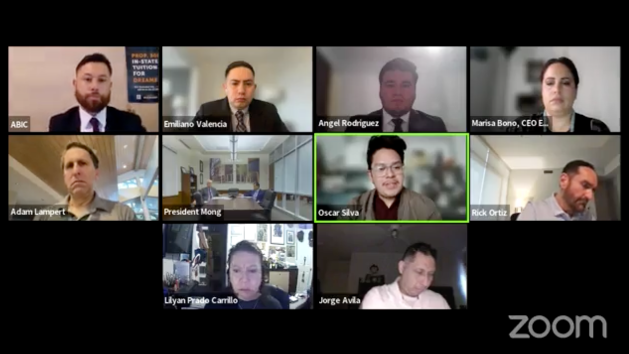 A group of diverse individuals are meeting on zoom